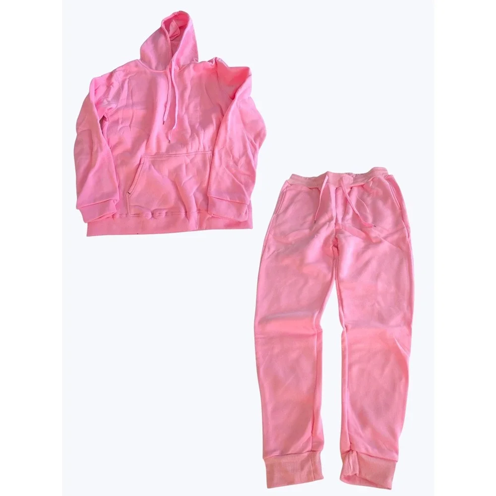 Pink 2 Piece Hoodie and Jogger Sweatpant Lounge Set Womens‎ Size Medium